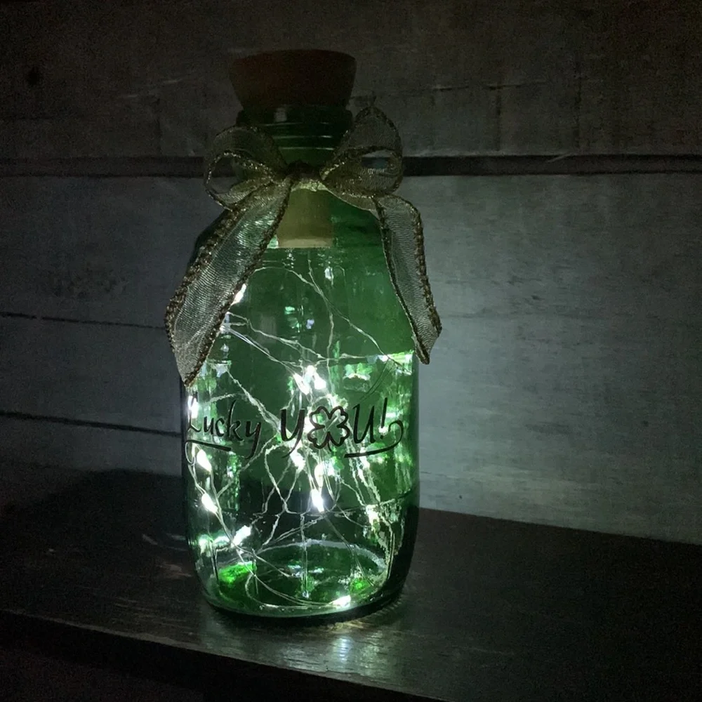 Hand Crafted- ‘Lucky You’ green barrel solar lantern